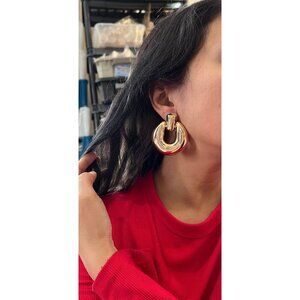 Big Gold earrings large metal bold chunky  big gold earring statement shiny